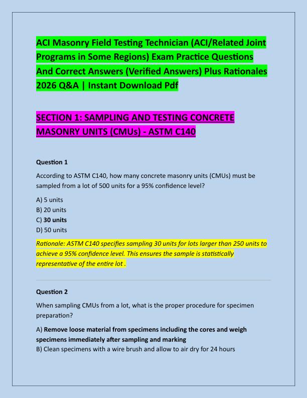 ACI Masonry Field Testing Technician