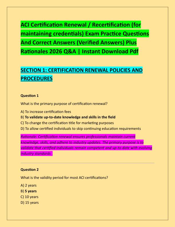 ACI Certification Renewal