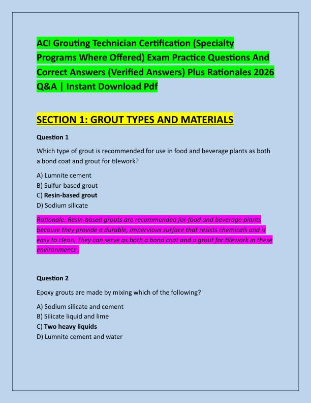 ACI Grouting Technician Certification