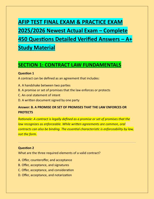 AFIP TEST FINAL EXAM