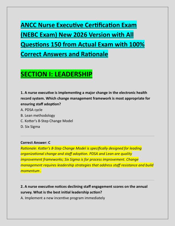 ANCC Nurse Executive Certification Exam