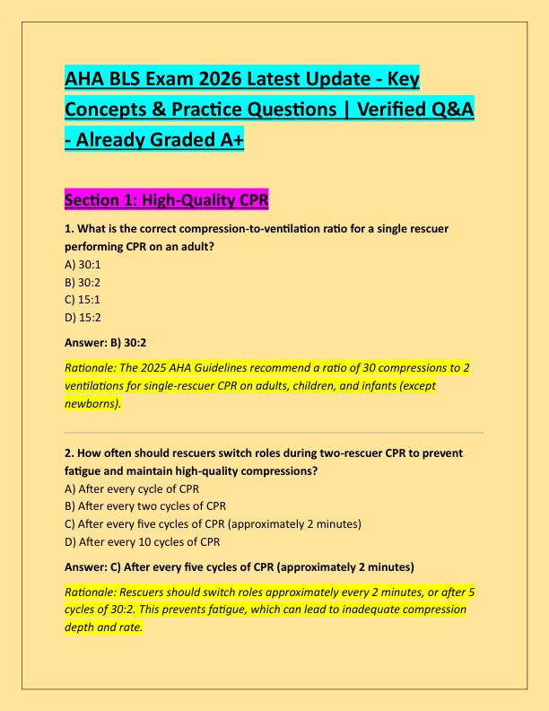 AHA BLS Exam 2026 Latest Update