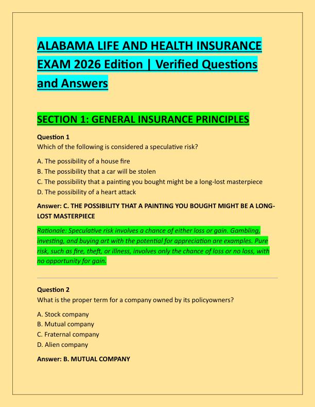 ALABAMA LIFE AND HEALTH INSURANCE EXAM 2026 Edition
