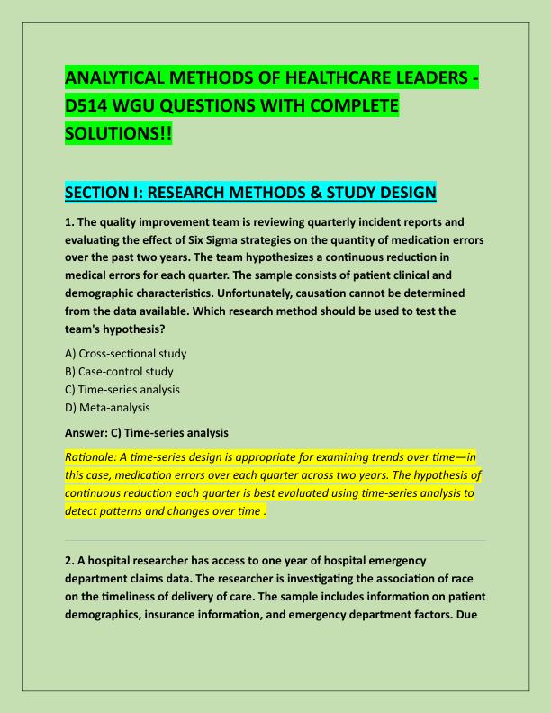 ANALYTICAL METHODS OF HEALTHCARE LEADERS