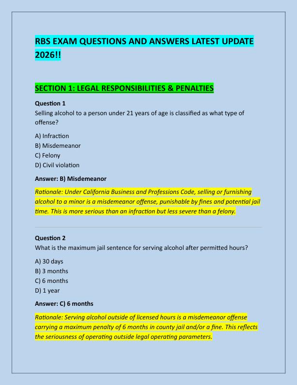 RBS EXAM QUESTIONS AND ANSWERS LATEST UPDATE 2026