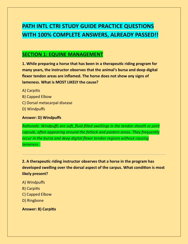 PATH INTL CTRI STUDY GUIDE PRACTICE QUESTIONS WITH 100