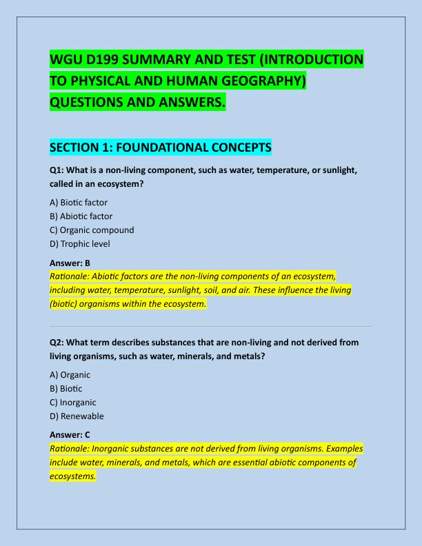 WGU D199 SUMMARY AND TEST
