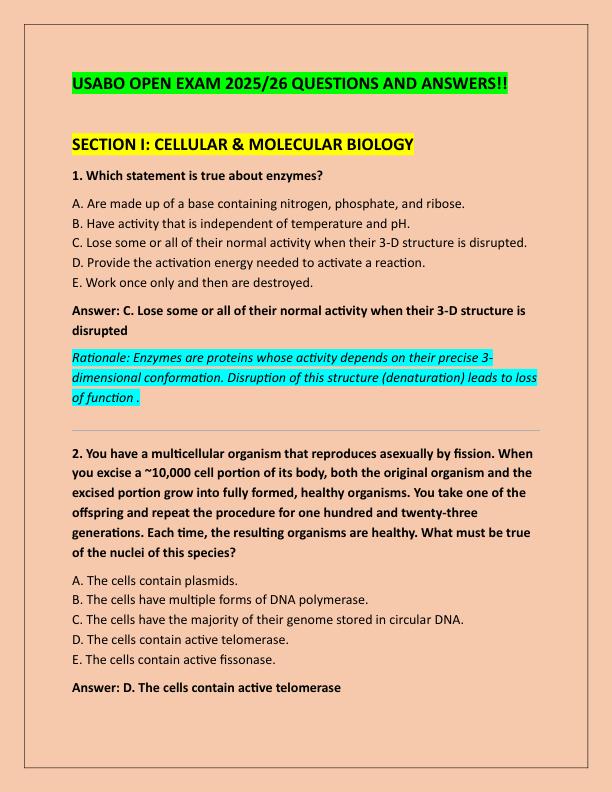 USABO OPEN EXAM 2025