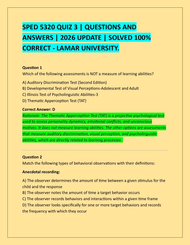 SPED 5320 QUIZ 3