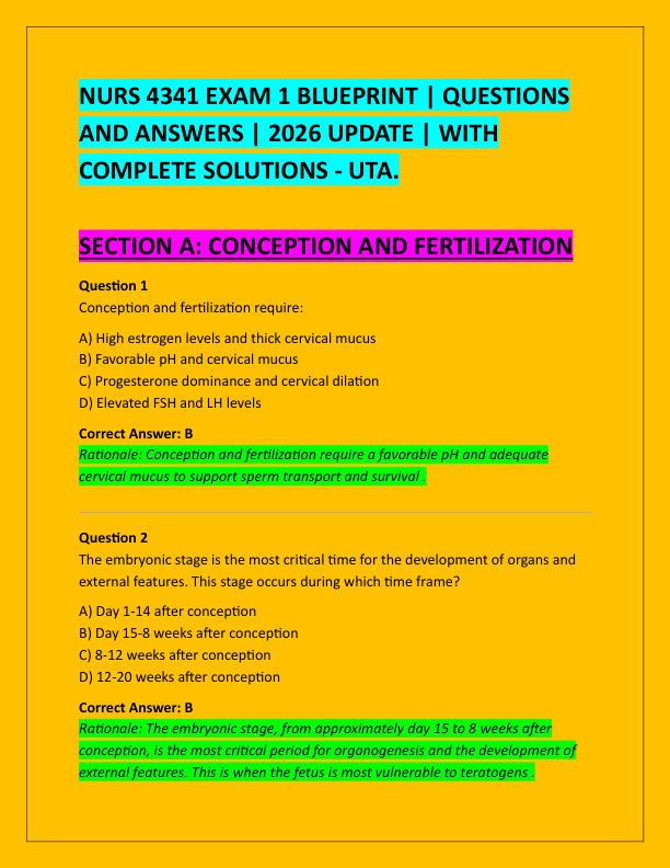NURS 4341 EXAM 1 BLUEPRINT