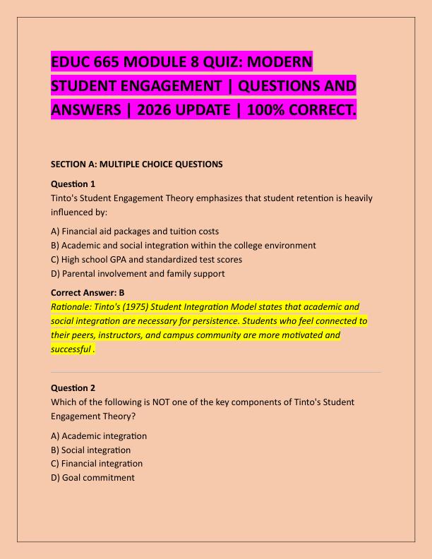 EDUC 665 MODULE 8 QUIZ