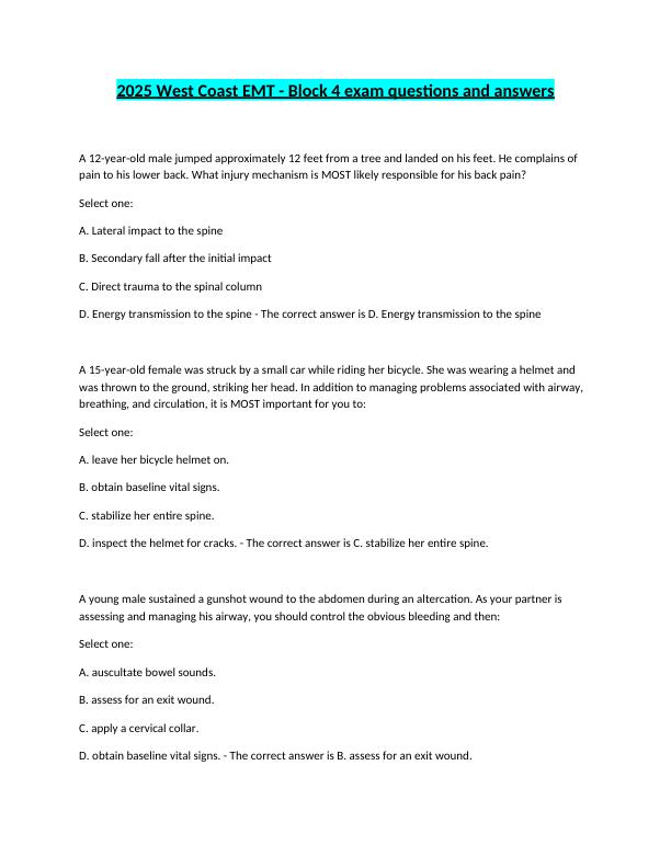 2025_West_Coast_EMT___Block_4_exam_questions_and_answers.docx