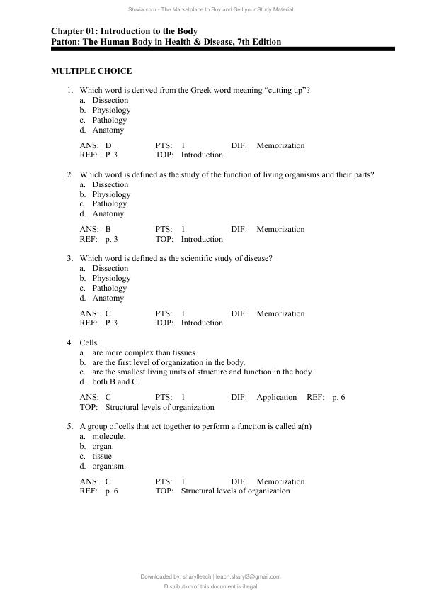 Latest 2023 The Human Body in Health & Disease 7th Edition by Kevin T. Patton Test bank  All Chapters.pdf