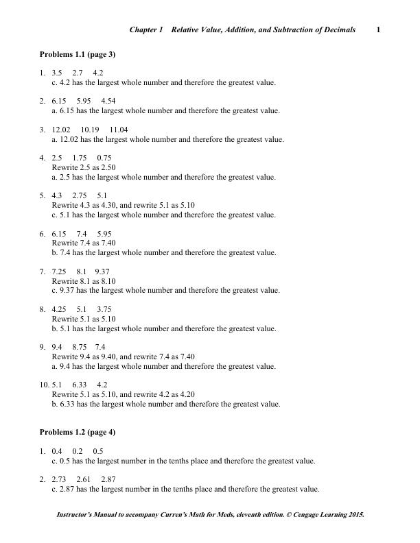 Solution Manual For Curren's Math for Meds Dosages and Solutions, 11th Edition anna M. Curren.pdf