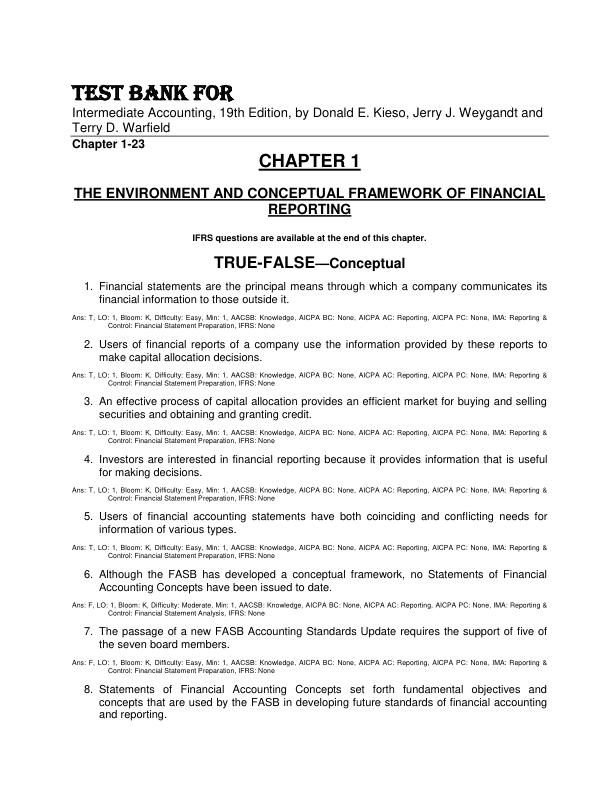 Test Bank For Intermediate Accounting, 19th Edition by Donald E. Kieso, Jerry J. Weygandt and Terry D. Warfield Chapter 1-23.pdf