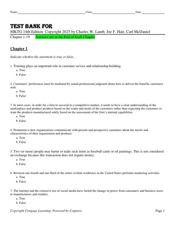 Test Bank for MKTG 14th Edition  Copyright 2025 by Charles W. Lamb, Joe F. Hair, Carl McDaniel.pdf