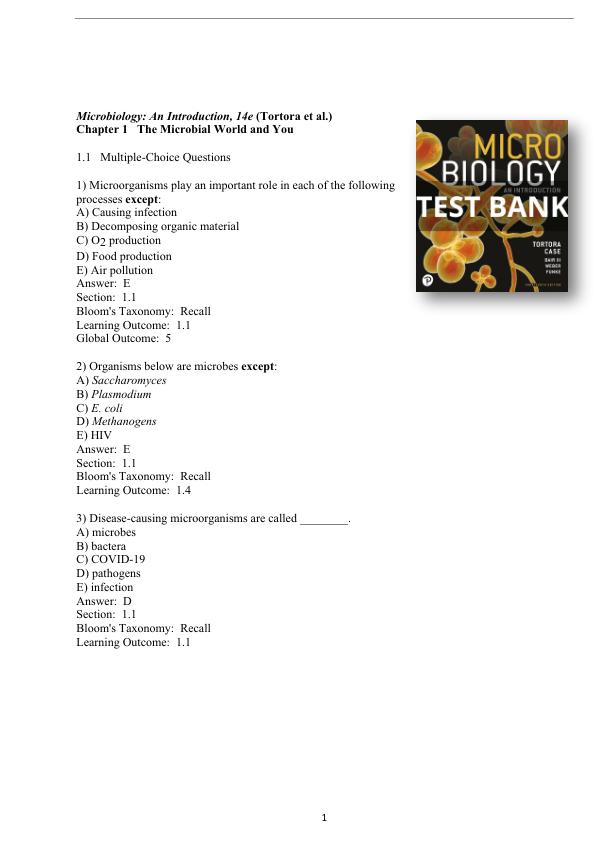 Microbiology An Introduction, 14th edition Gerard J. Tortora test bank.pdf