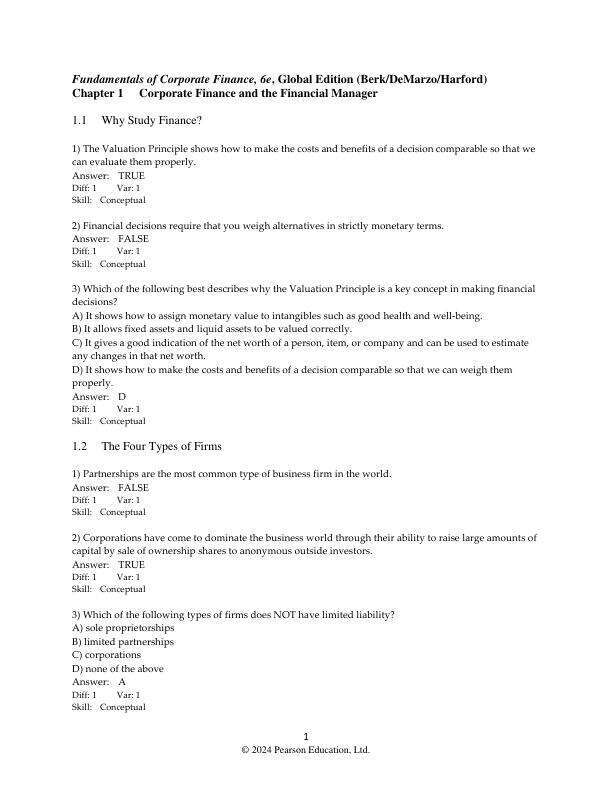 Test Bank For Fundamentals of Corporate Finance, Global Edition, 2025 6th Edition by Jonathan Berk Peter DeMarzo Jarrad Harford Chapter 1-26.pdf