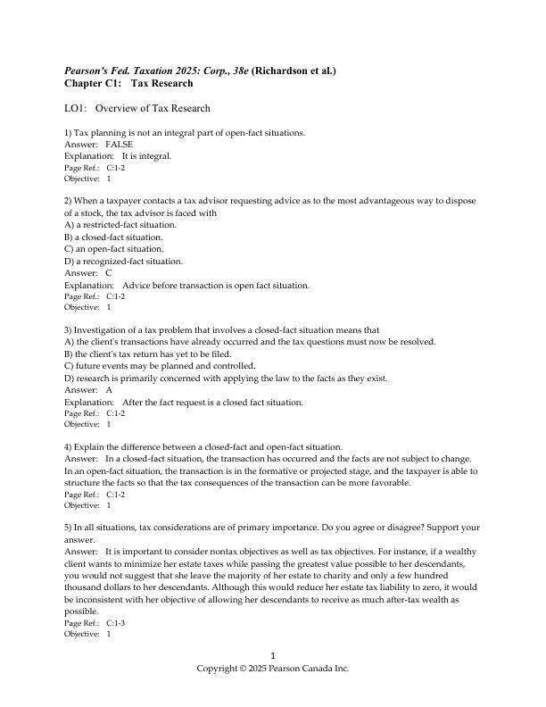 Test Bank For Pearson's Federal Taxation 2025 Corporations, Partnerships, Estates, & Trusts, 38th Edition by Luke E. Richardson Mitchell Franklin Chapter 1-15.pdf