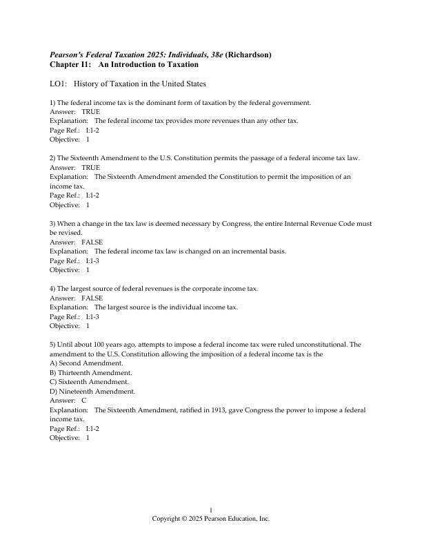 Test Bank For Pearson's Federal Taxation 2025 Individuals, 38th Edition by Mitchell Franklin Luke E. Richardson Chapter 1-18.pdf