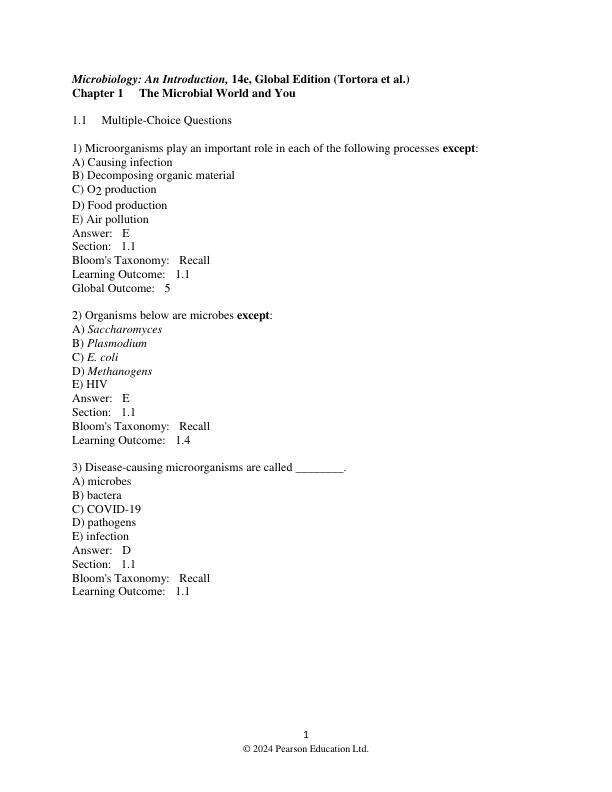 Test Bank For Microbiology An Introduction, Global Edition, 2025 14th Edition by Gerard J. Tortora Berdell R. Funke Christine L. Case Derek Weber Warner B. Bair Chapter 1-28.pdf