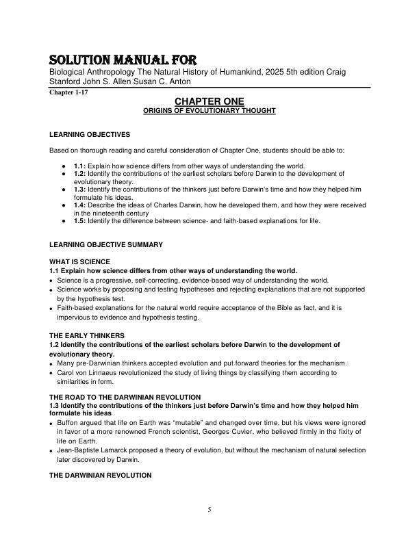 Solution Manual For Biological Anthropology The Natural History of Humankind, 2025 5th Edition by Craig Stanford John S. Allen Susan C. Anton Chapter 1-17.pdf