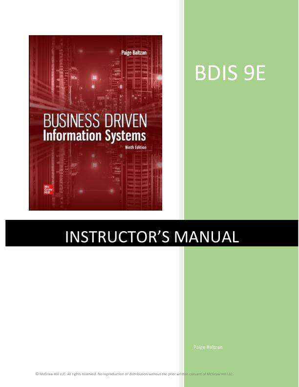 Solution Manual For Business Driven Information Systems, 9th Edition By Paige Baltzan and Amy Phillips © 2025 Chapter 1-9 With Appendix (A B C D E F).pdf