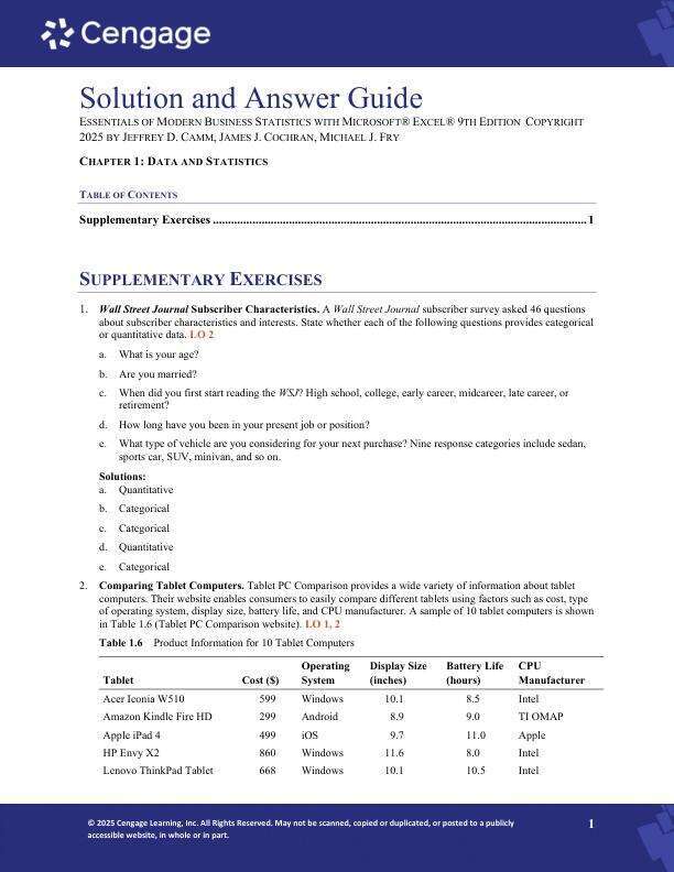 Solution Manual For Essentials of Modern Business Statistics with Microsoft® Excel® 9th Edition 2025 by Jeffrey D. Camm, James J. Cochran, Michael J. Fry Chapter 1-15.pdf