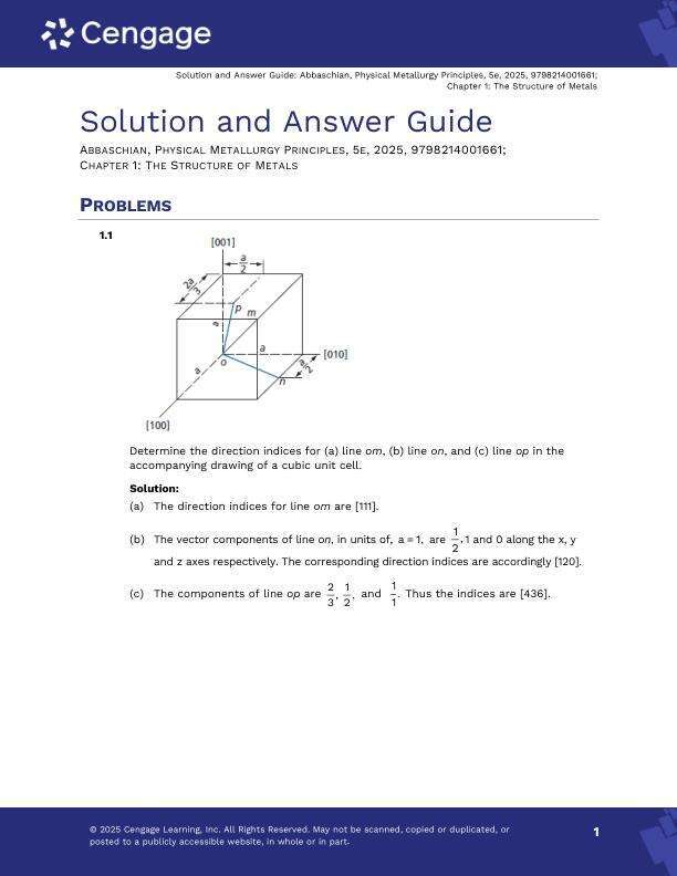 Solution Manual For Physical Metallurgy Principles 5th Edition 2025 by Reza Abbaschian, Lara Abbaschian Chapter 1-24.pdf