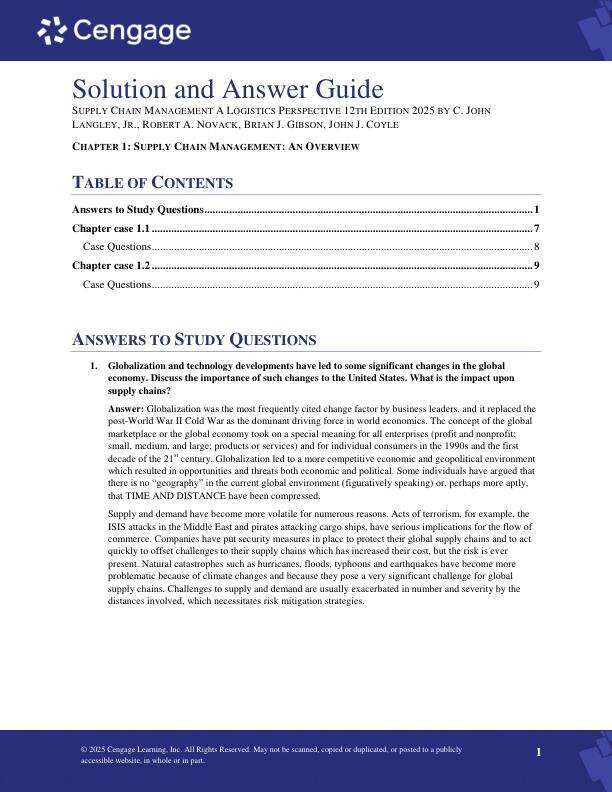 Solution Manual For Supply Chain Management A Logistics Perspective 12th Edition 2025 by C. John Langley, Jr., Robert A. Novack, Brian J. Gibson, John J. Coyle Chapter 1-15.pdf