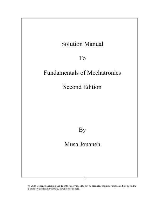 Solution Manual To Fundamentals of Mechatronics 2nd Edition 2025 by Musa Jouaneh.pdf