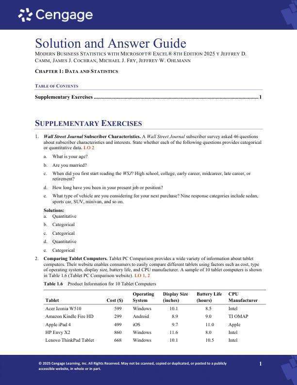 Solution Manual For Modern Business Statistics with Microsoft® Excel® 8th Edition by 2025 Jeffrey D. Camm, James J. Cochran, Michael J. Fry, Jeffrey W. Ohlmann Chapter 1-21.pdf