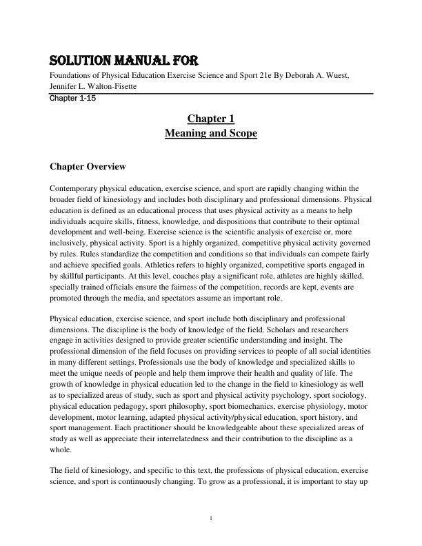 Solution Manual For Foundations of Physical Education Exercise Science and Sport 21th Edition By Deborah A. Wuest, Jennifer L. Walton-Fisette Chapter 1-15.pdf