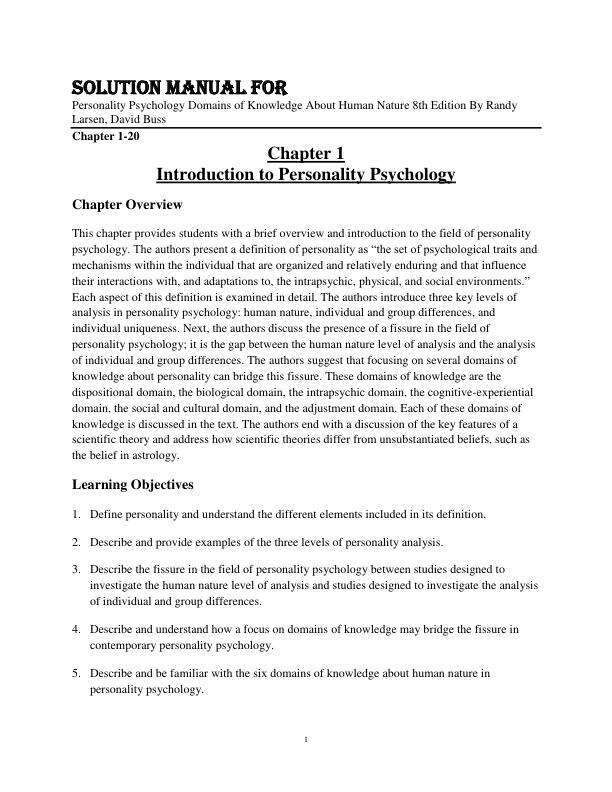 Solution Manual For Personality Psychology Domains of Knowledge About Human Nature 8th Edition By Randy Larsen, David Buss Chapter 1-20.pdf