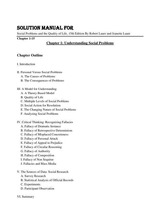 Solution Manual For Social Problems and the Quality of Life,15th Edition By Robert Lauer and Jeanette Lauer Chapter 1-15.pdf