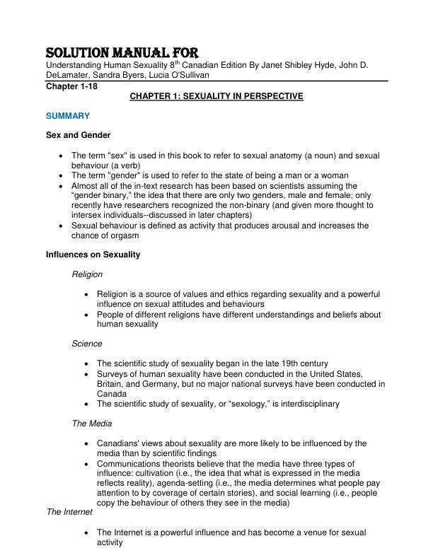 Solution Manual For Understanding Human Sexuality 8th Canadian Edition By Janet Shibley Hyde, John D. DeLamater, Sandra Byers, Lucia O'Sullivan Chapter 1-18.pdf