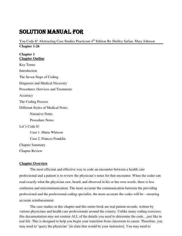 Solution Manual For You Code It! Abstracting Case Studies Practicum 4th Edition By Shelley Safian, Mary Johnson Chapter 1-26.pdf