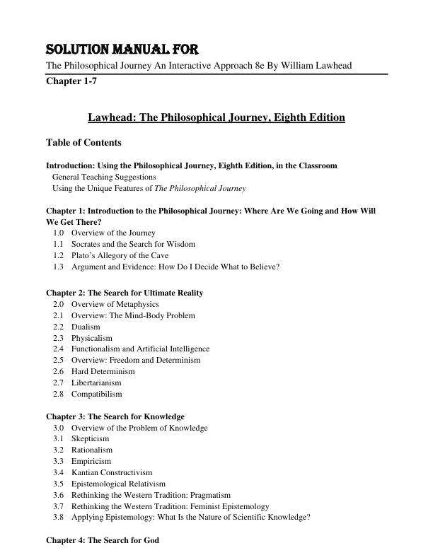 Solution Manual For The Philosophical Journey An Interactive Approach 8th Edition By William Lawhead Chapter 1-7.pdf