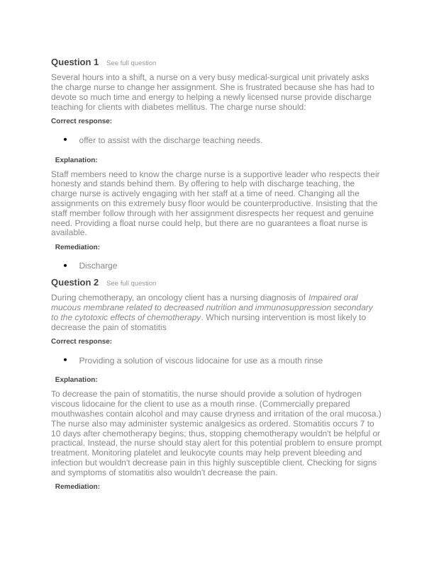 Question 1 Several hours into a shift, a nurse on a very busy medical-surgical unit privately asks Several hours into a shift, a nurse on a.pdf