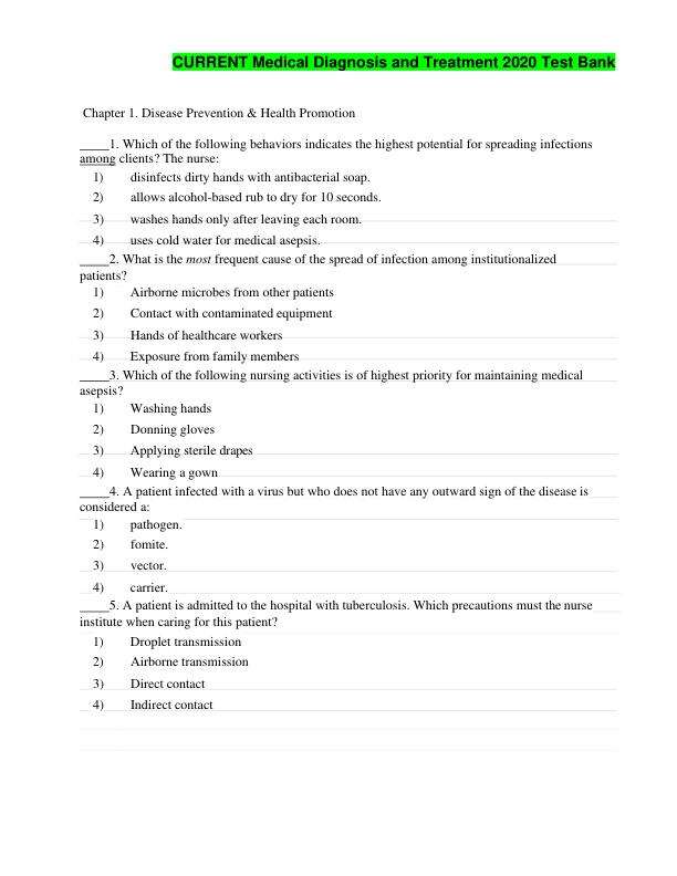 CURRENT Medical Diagnosis and Treatment 2020 Test Bank. Chapter 1. Disease Prevention & Health Promotion-converted.pdf