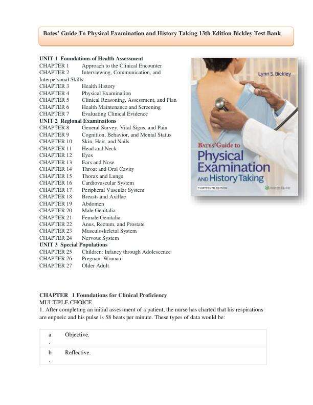 Test Bank for Bates Guide To Physical Examination and History Taking 13th Edition Bickley Test Bank.pdf