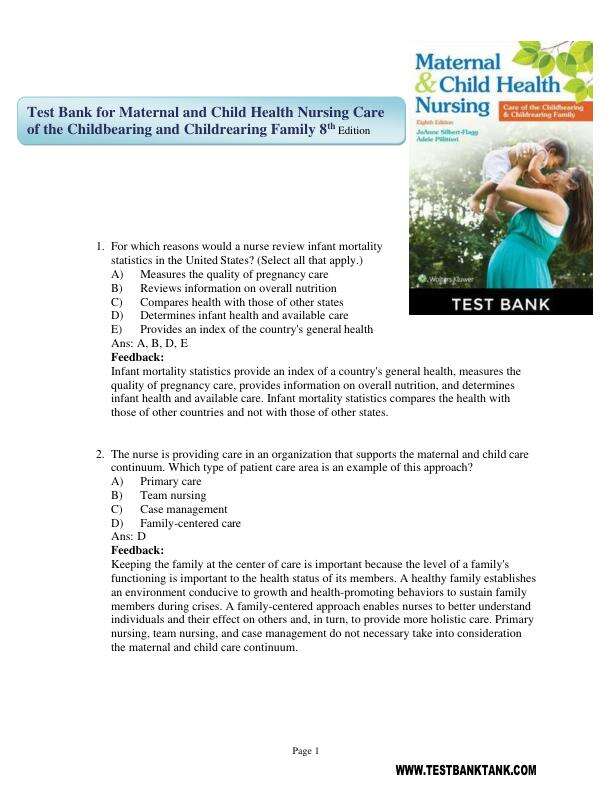 Test Bank for Maternal and Child Health Nursing Care of the Childbearing and Childrearing Family 8th Edition by JoAnne Silbert-Flagg.pdf