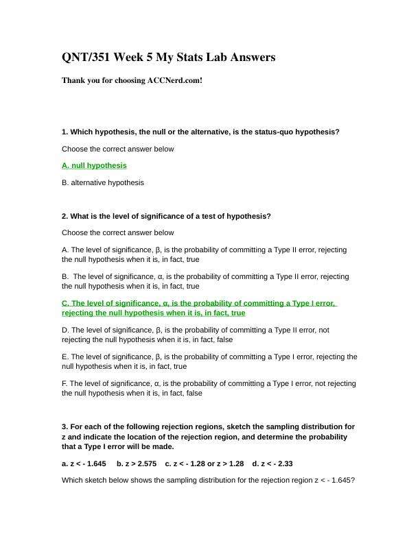 QNT 351 Week 5 My Stats Lab Answers.pdf