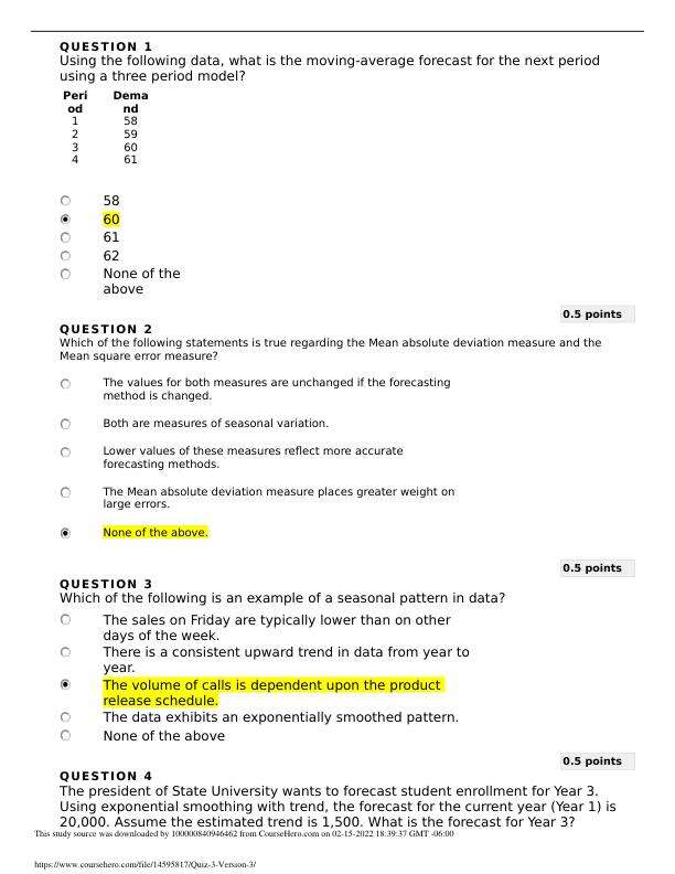 QNT 5160 Quiz 3 (Version 3)