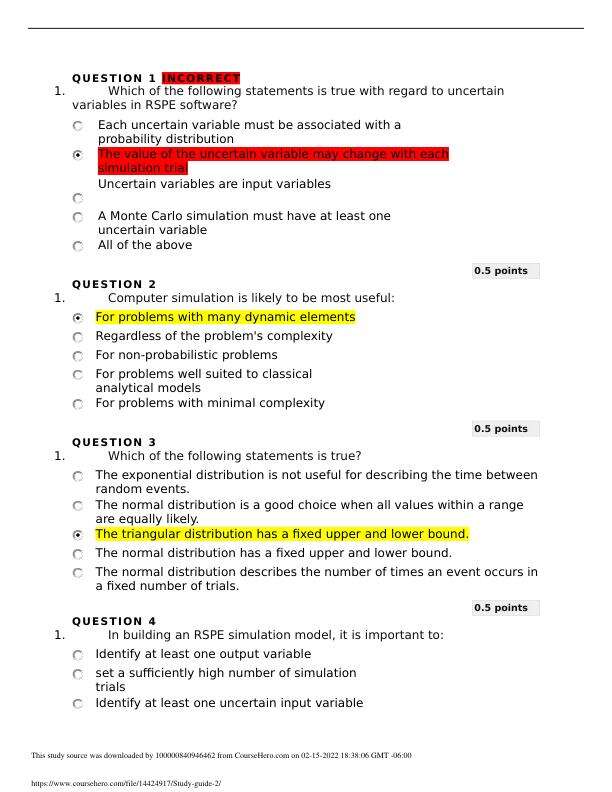 QNT 5160 Study guide 2