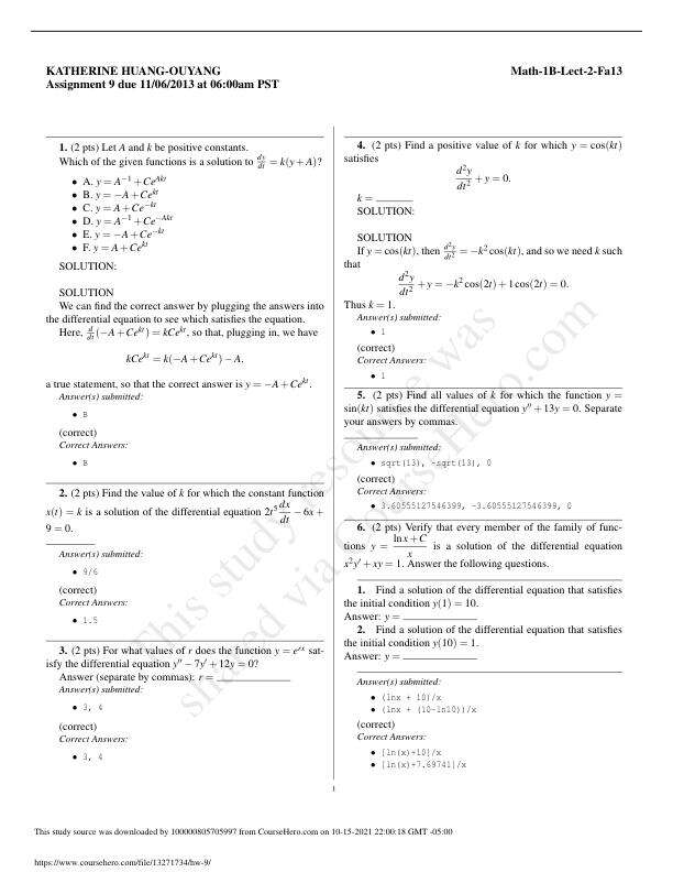 KATHERINEHUANG OUYANG Math 1B-Lect-2 Fa13 Assignment 9.pdf