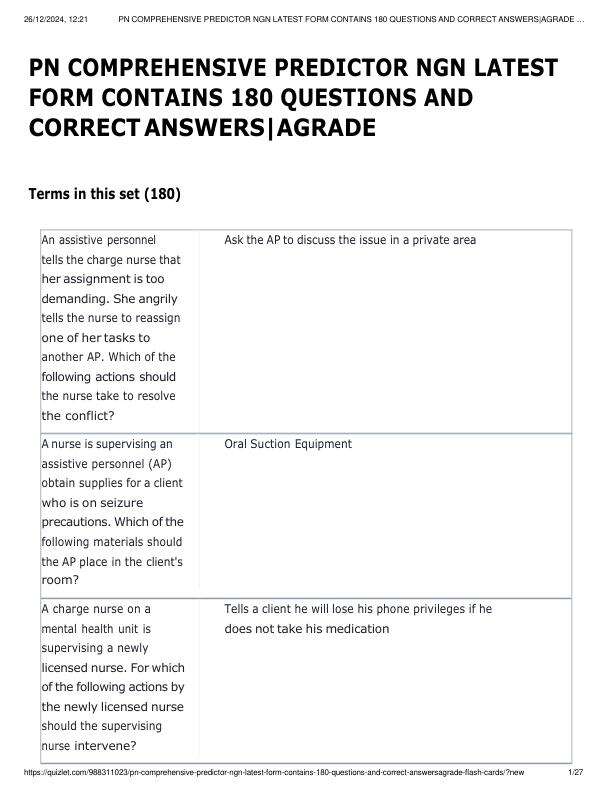 PN COMPREHENSIVE PREDICTOR NGN LATEST FORM CONTAINS 180 QUESTIONS AND CORRECT ANSWERS_AGRADE.pdf