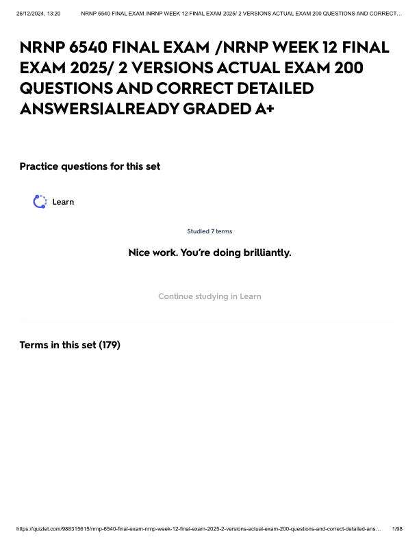 NRNP 6540 FINAL EXAM _NRNP WEEK 12 FINAL EXAM 2025_ 2 VERSIONS ACTUAL EXAM 200 QUESTIONS AND CORRECT DETAILED ANSWERS_ALREADY GRADED A+.pdf