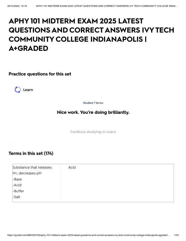 APHY 101 MIDTERM EXAM 2025 LATEST QUESTIONS AND CORRECT ANSWERS IVY TECH COMMUNITY COLLEGE INDIANAPOLIS _ A+GRADED.pdf