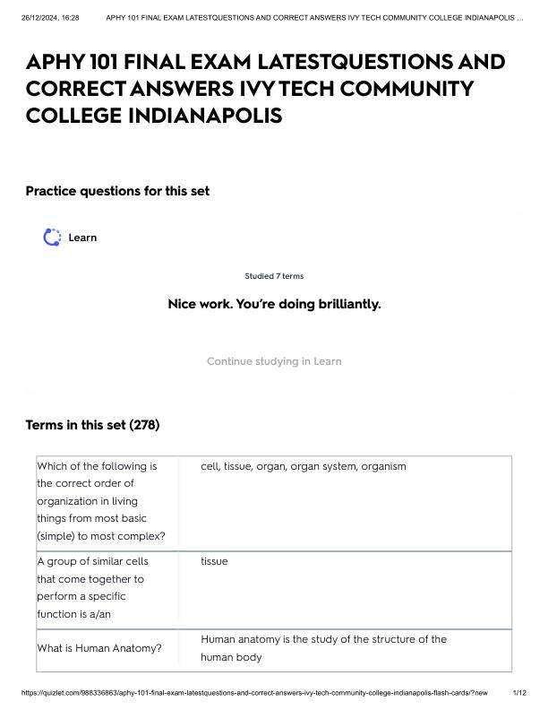 APHY 101 FINAL EXAM LATESTQUESTIONS AND CORRECT ANSWERS IVY TECH COMMUNITY COLLEGE INDIANAPOLIS.pdf